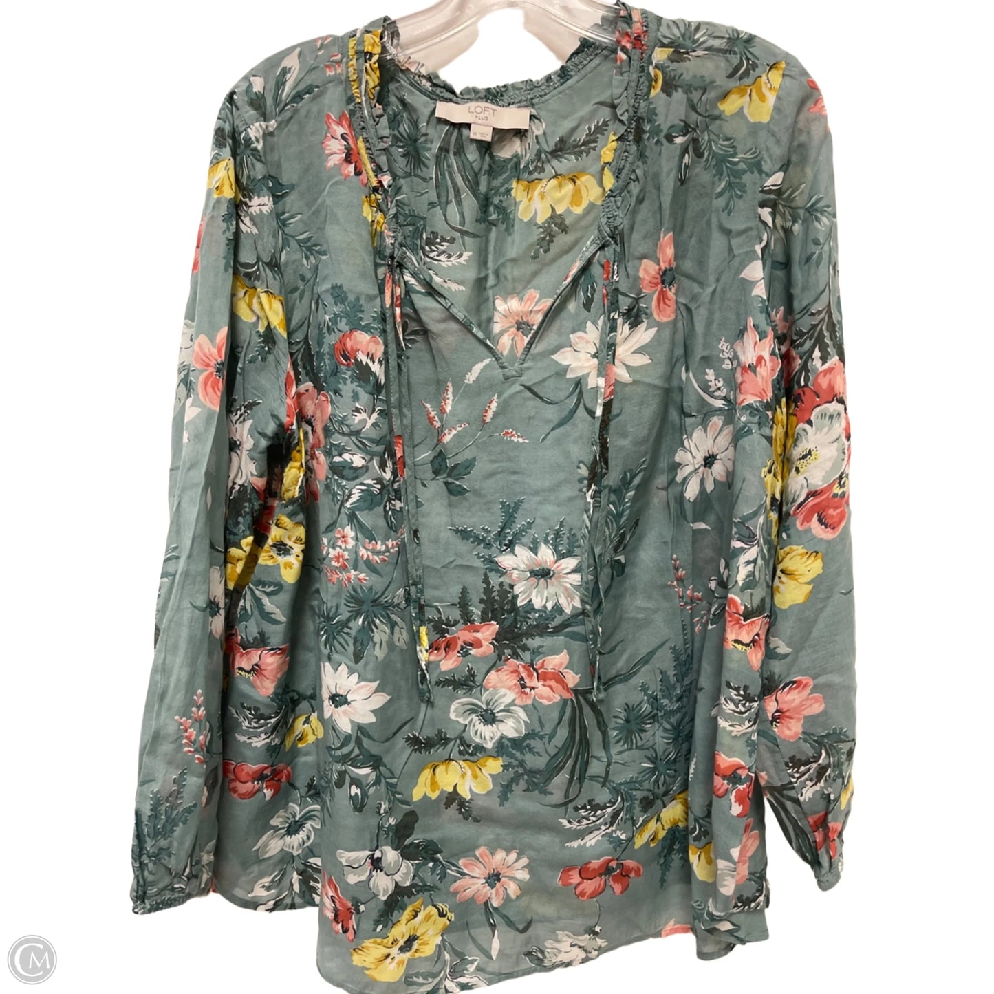 Top Long Sleeve By Loft In Floral Print, Size: 1x