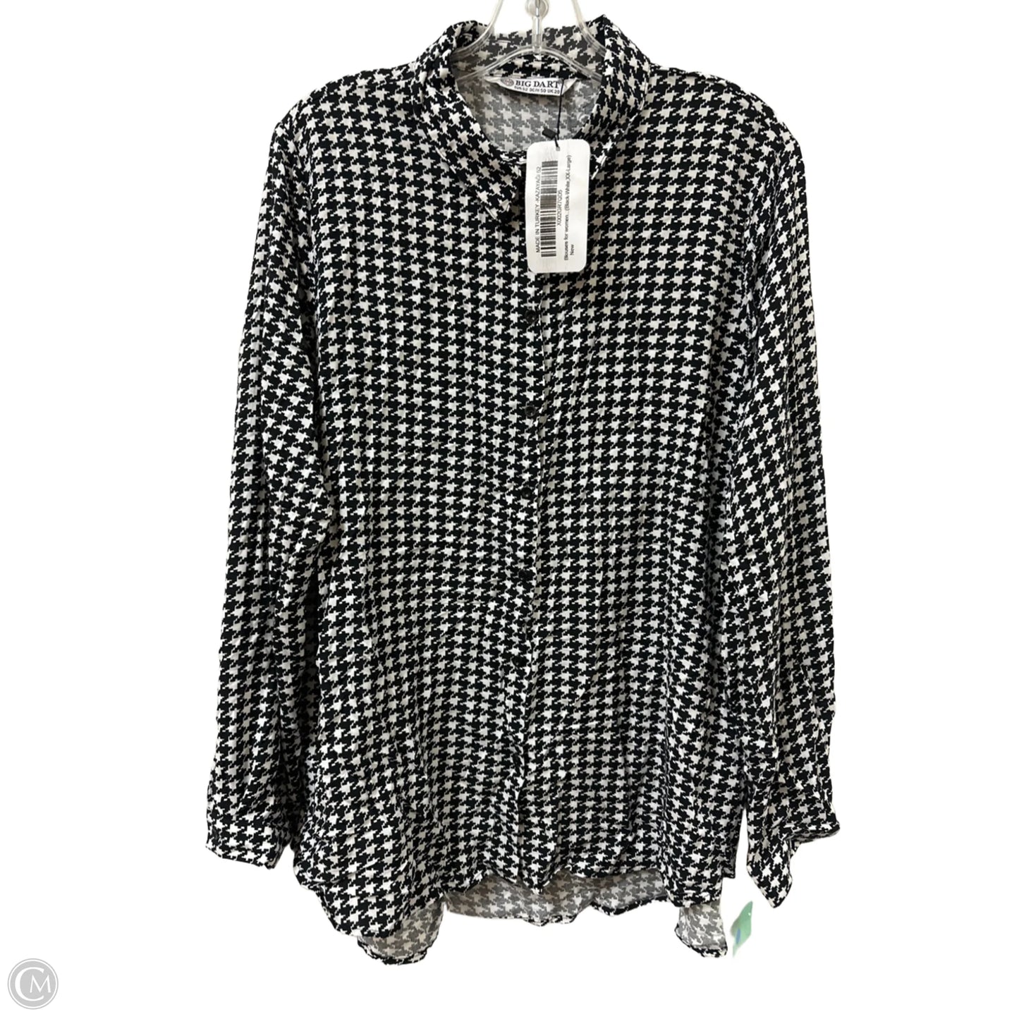 Blouse Long Sleeve By Clothes Mentor In Black & White, Size: L