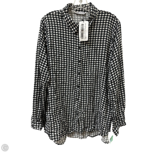 Blouse Long Sleeve By Clothes Mentor In Black & White, Size: L