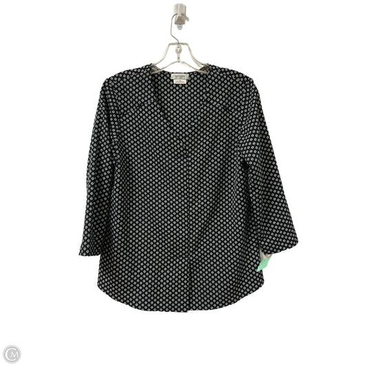 Top Long Sleeve By Van Heusen In Black & White, Size: S