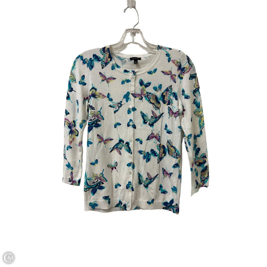 Sweater Cardigan By Talbots In Blue & White, Size: Xs
