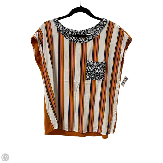 Top Short Sleeve By Porridge In Orange & White, Size: M