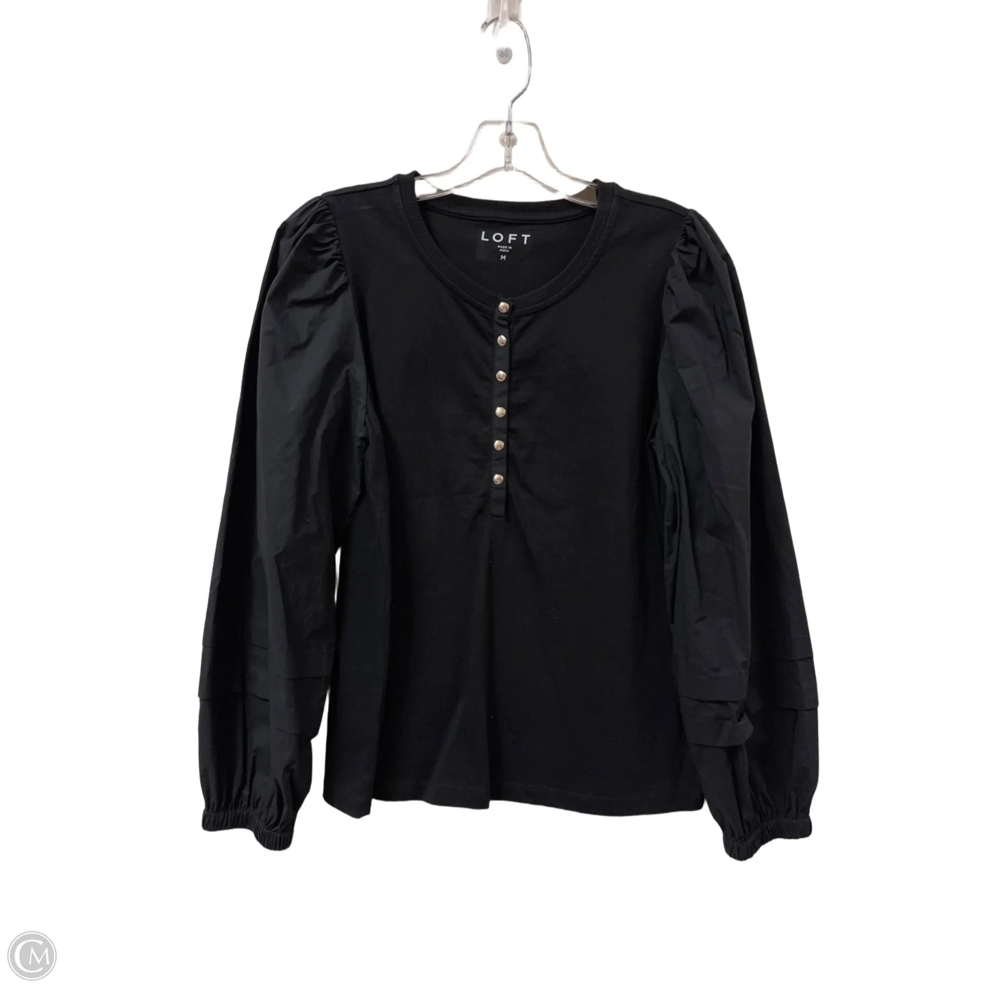 Top Long Sleeve By Loft In Black, Size: M