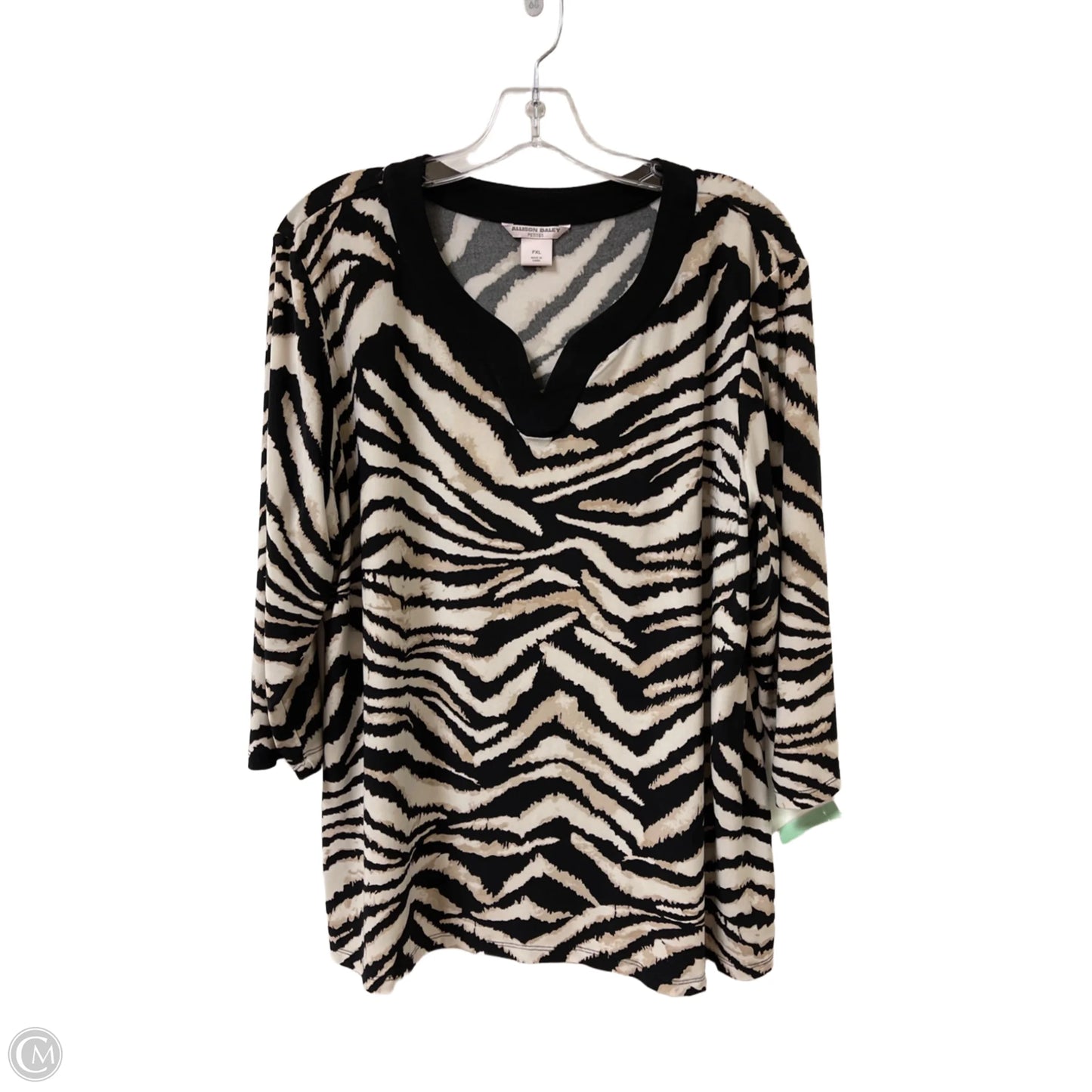 Top Long Sleeve By Allison Daley In Black & Cream, Size: Xlp