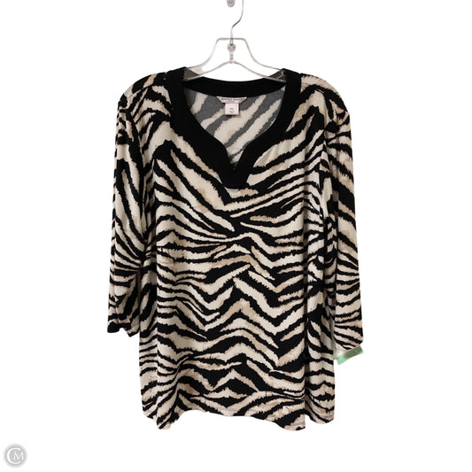 Top Long Sleeve By Allison Daley In Black & Cream, Size: Xlp