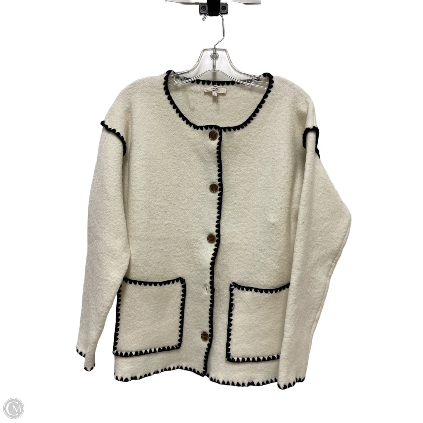 Sweater Cardigan By Entro In Black & White, Size: S