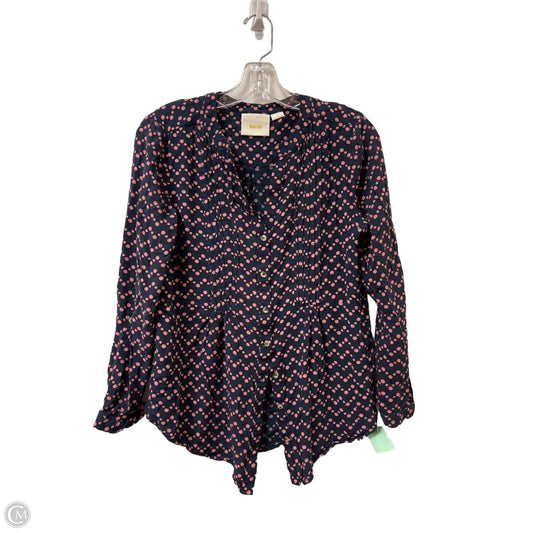 Top Long Sleeve By Maeve In Blue & Pink, Size: M
