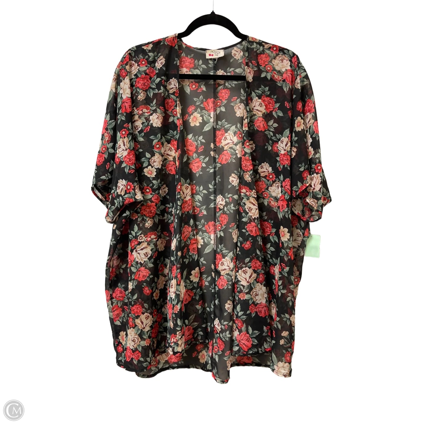 Kimono By Clothes Mentor In Black & Red, Size: Osfm