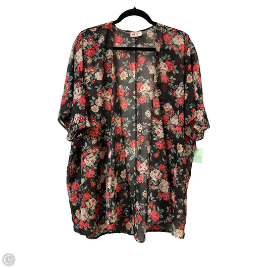 Kimono By Clothes Mentor In Black & Red, Size: Osfm