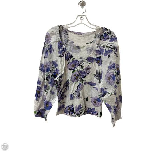 Top Long Sleeve By Anthropologie In Purple & White, Size: M