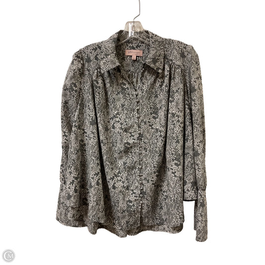 Blouse Long Sleeve By Philosophy In Snakeskin Print, Size: S