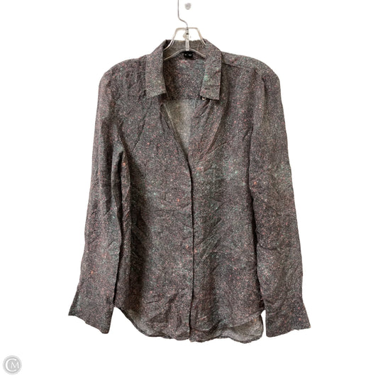 Blouse Long Sleeve By Theory In Grey, Size: M