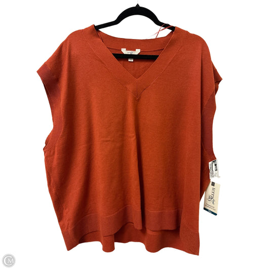 Vest Sweater By Terra & Sky In Orange, Size: 3x