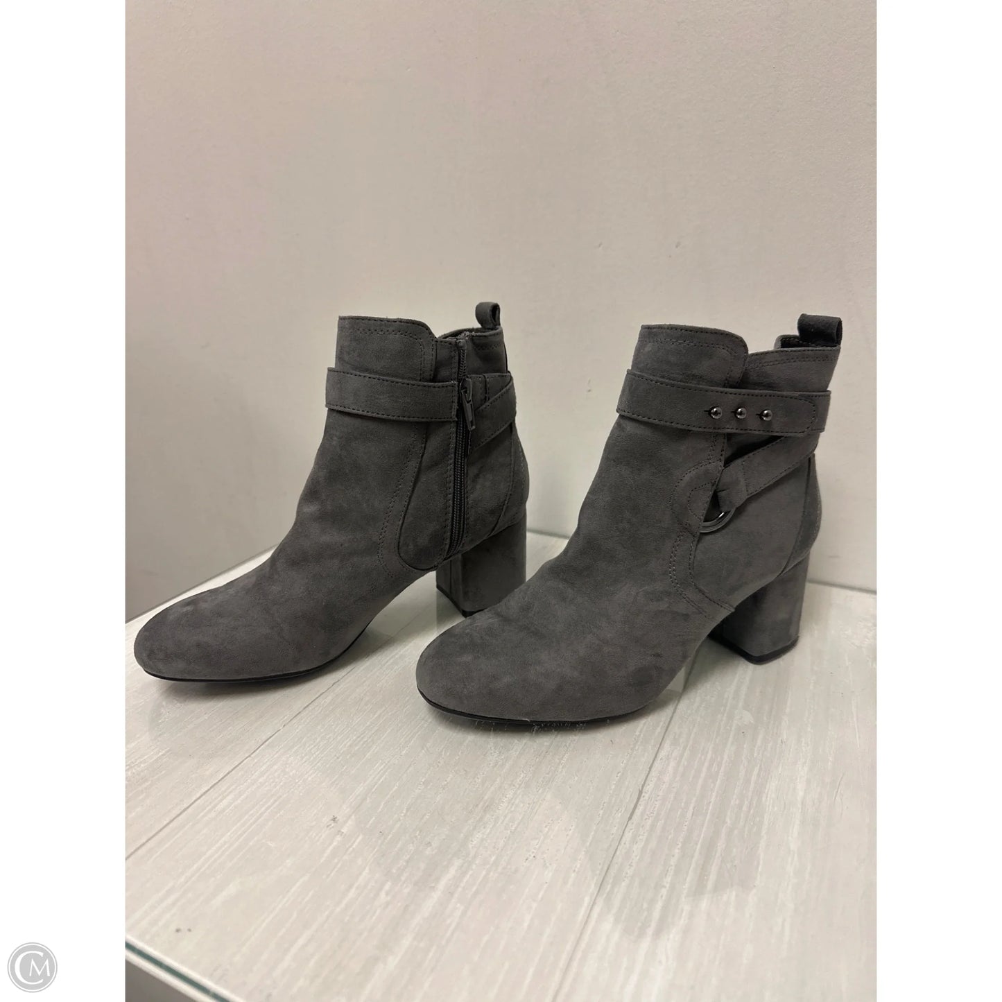 Boots Ankle Heels By Kelly And Katie In Grey, Size: 7.5