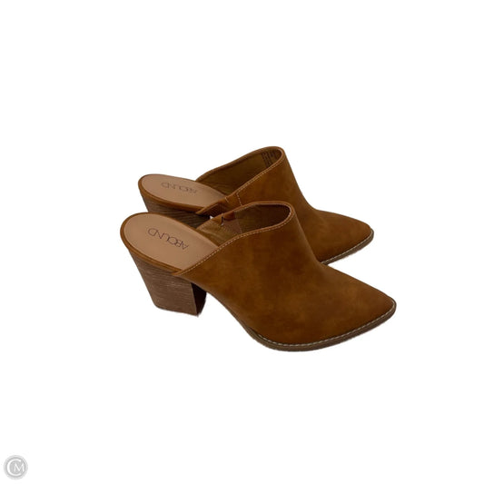 Boots Ankle Heels By Abound In Brown, Size: 9