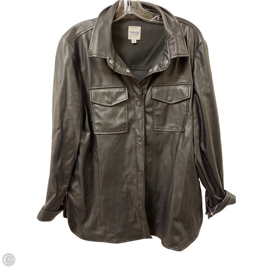 Jacket Shirt By Kensie In Black, Size: L