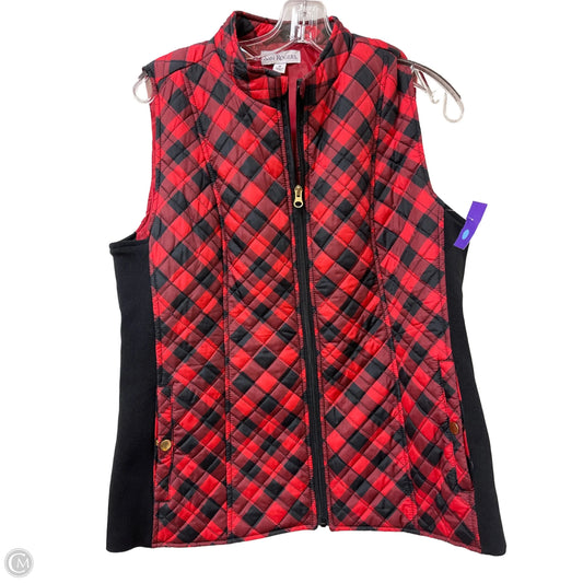 Vest Puffer & Quilted By Kim Rogers In Black & Red, Size: M