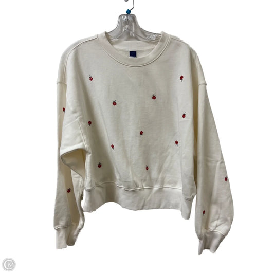 Sweatshirt Crewneck By Old Navy In Cream & Red, Size: M