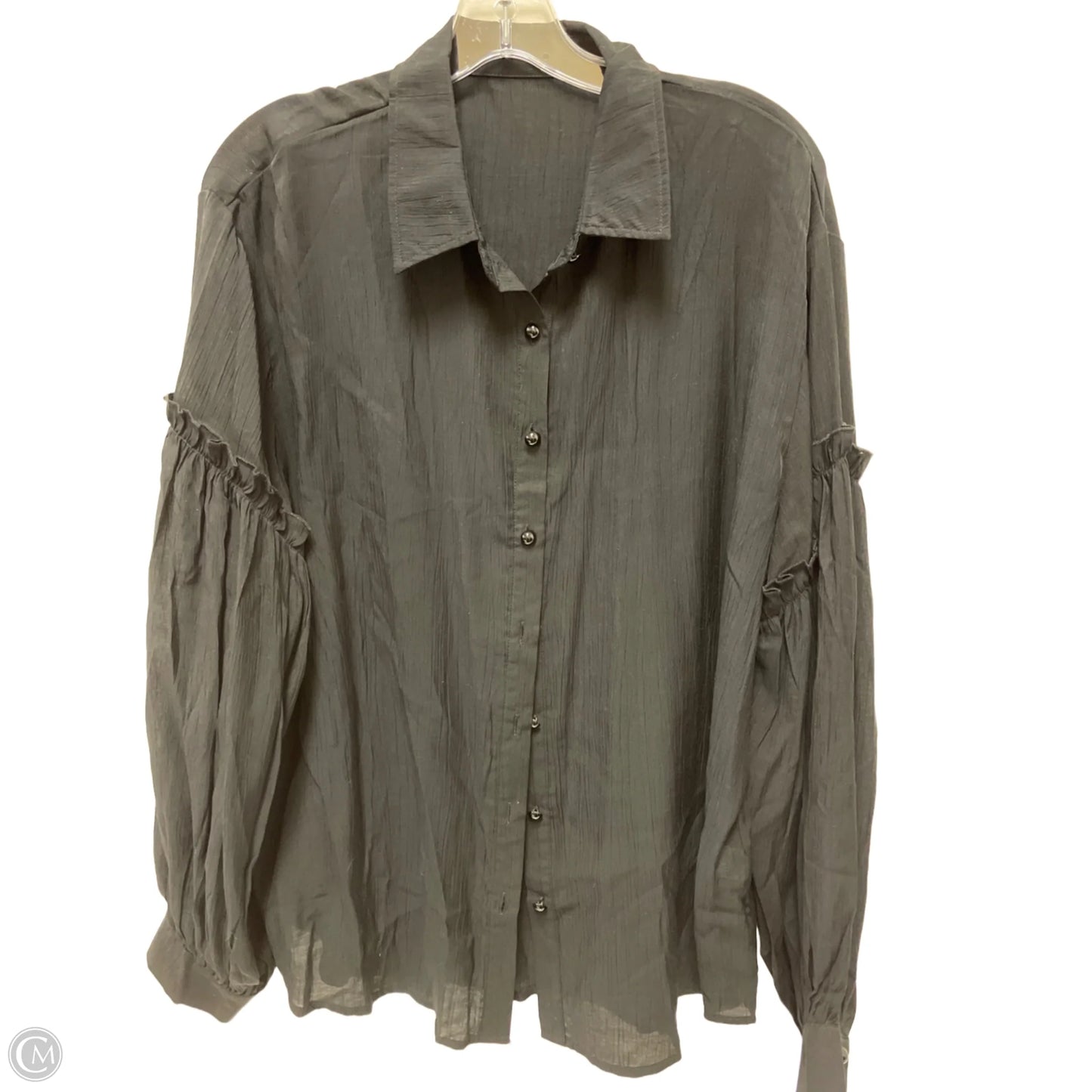 Blouse Long Sleeve By Clothes Mentor In Black, Size: L