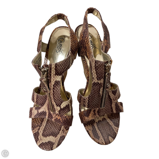 Sandals Heels Wedge By Carlos By Carlos Santana In Snakeskin Print, Size: 8.5