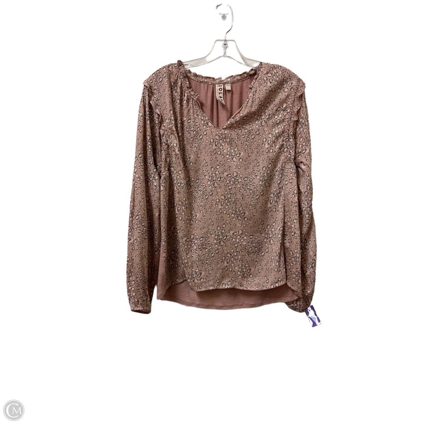 Top Long Sleeve By Dolan Left Coast In Pink, Size: L