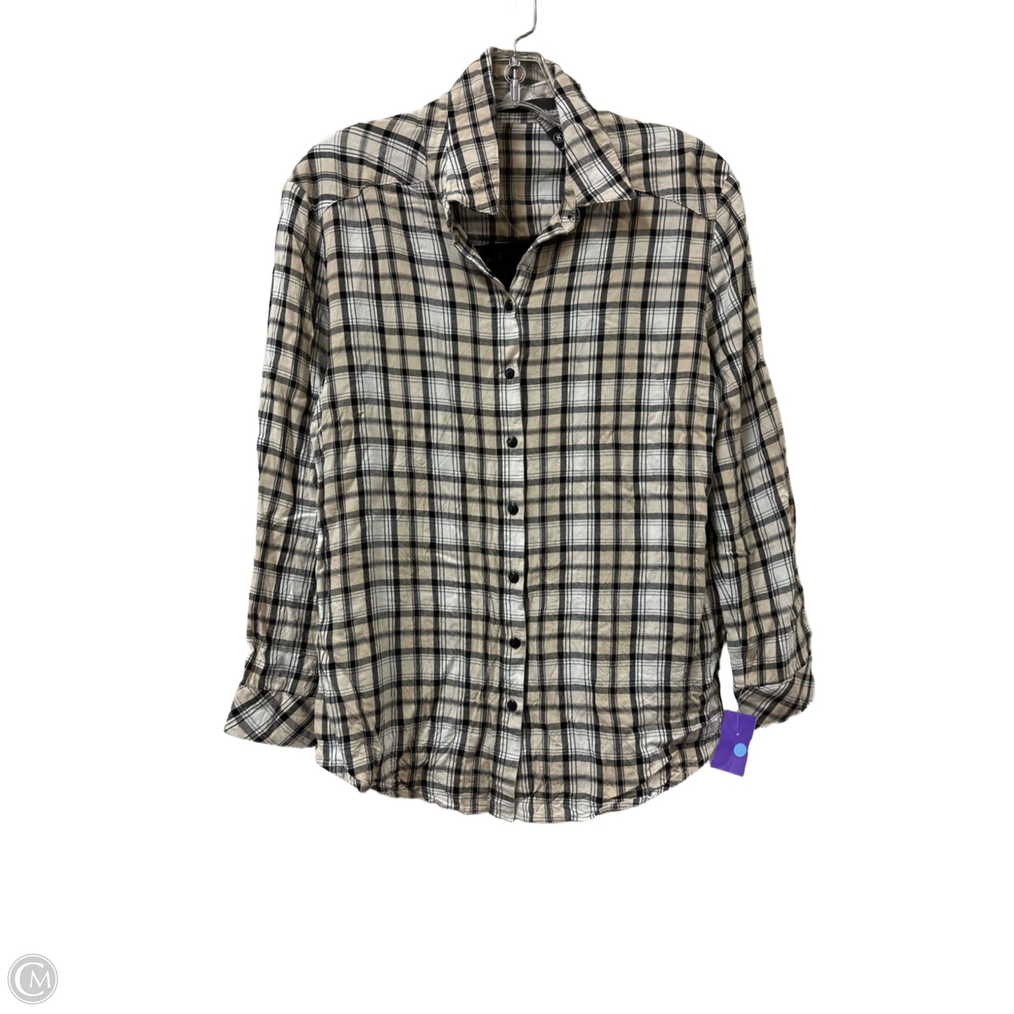 Blouse Long Sleeve By Kensie In Black & Cream, Size: S