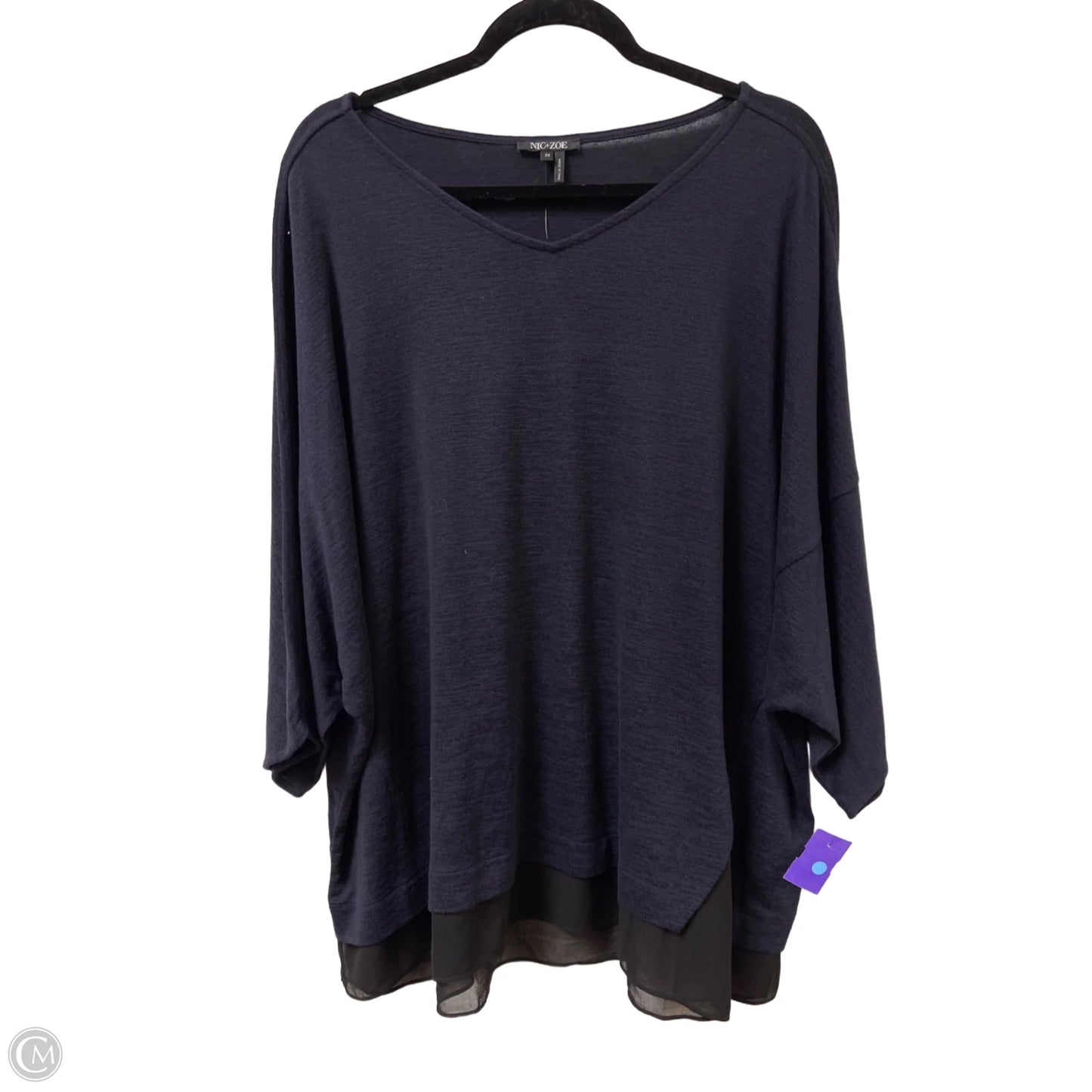 Top Short Sleeve By Nic + Zoe In Navy, Size: 2x