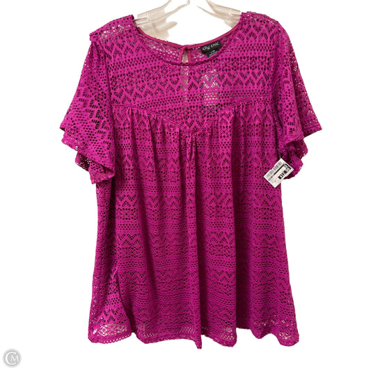 Top Short Sleeve By City Chic In Purple, Size: 2x