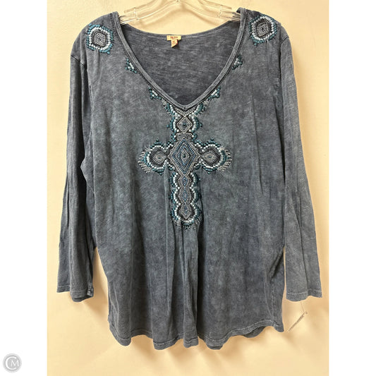 Top Long Sleeve By Reba In Blue, Size: Xl