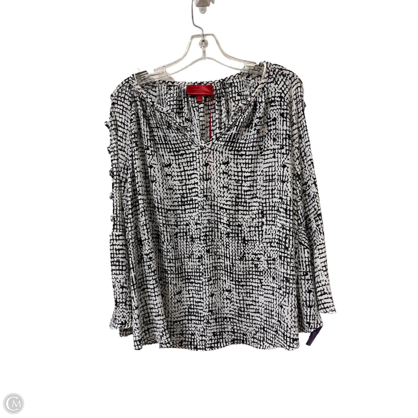 Top Long Sleeve By Jennifer Lopez In Black & White, Size: 1x