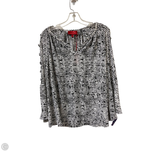 Top Long Sleeve By Jennifer Lopez In Black & White, Size: 1x