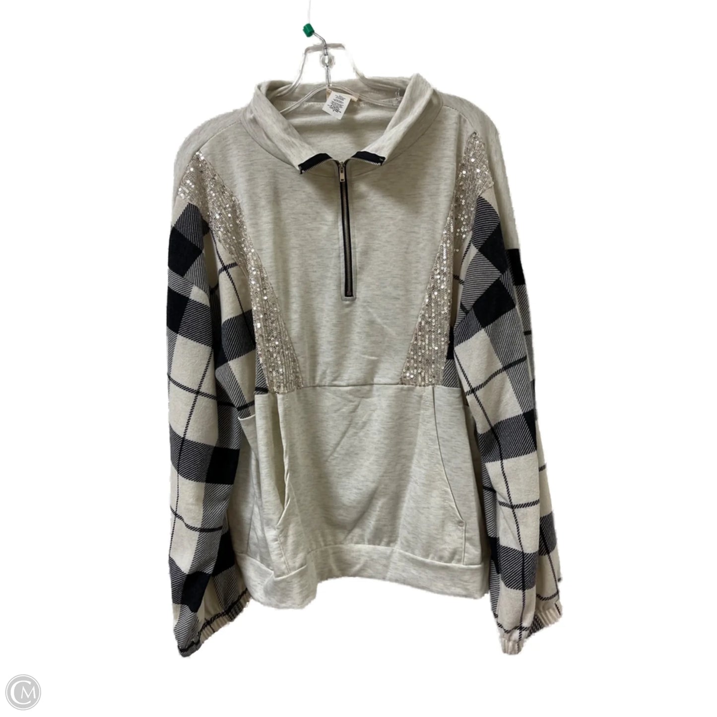 Sweatshirt Collar By Bibi In Black & Cream, Size: S