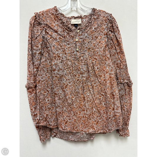 Top Long Sleeve By Universal Thread In Brown, Size: L