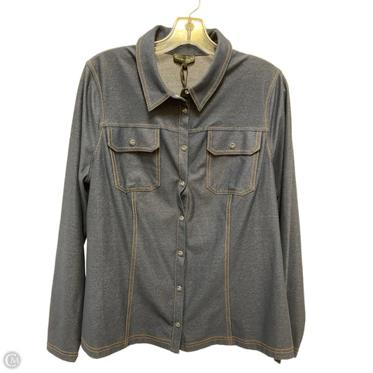 Blouse Long Sleeve By Clothes Mentor In Blue, Size: L