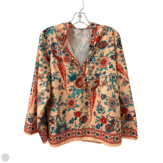 Top Long Sleeve By Clothes Mentor In Blue & Cream, Size: M