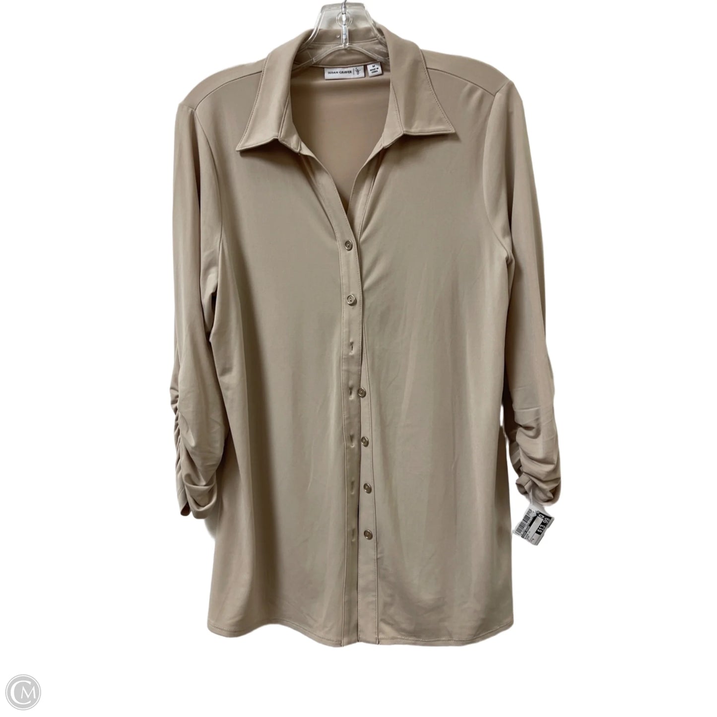 Blouse Long Sleeve By Susan Graver In Cream, Size: M