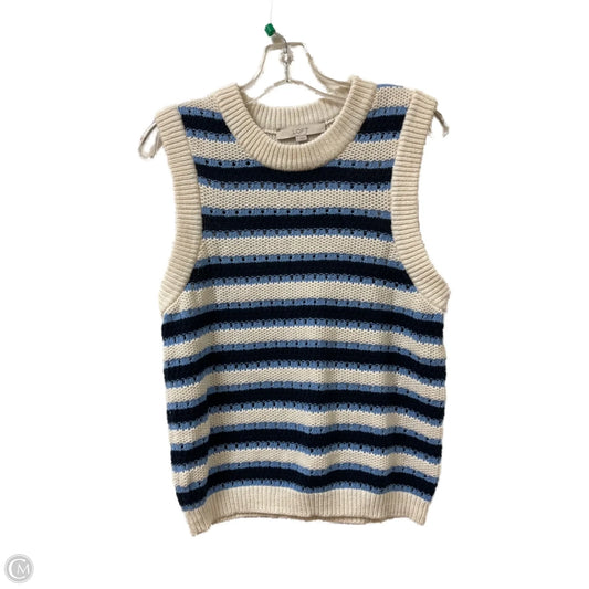 Vest Sweater By Loft In Blue & White, Size: L
