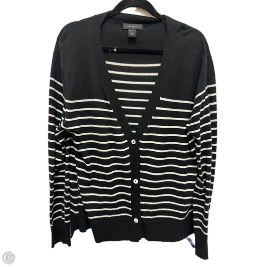 Sweater Cardigan By Karen Kane In Black & White, Size: Xl