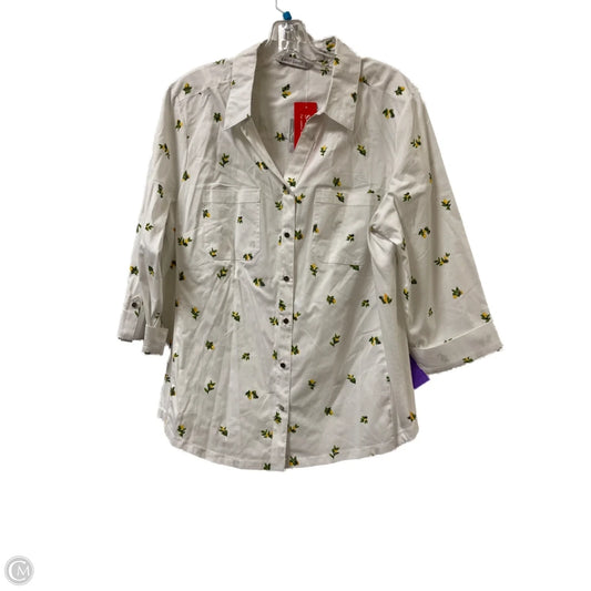 Blouse Long Sleeve By Clothes Mentor In White & Yellow, Size: Xl