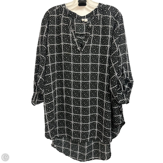 Top Long Sleeve By Cato In Black & White, Size: 3x