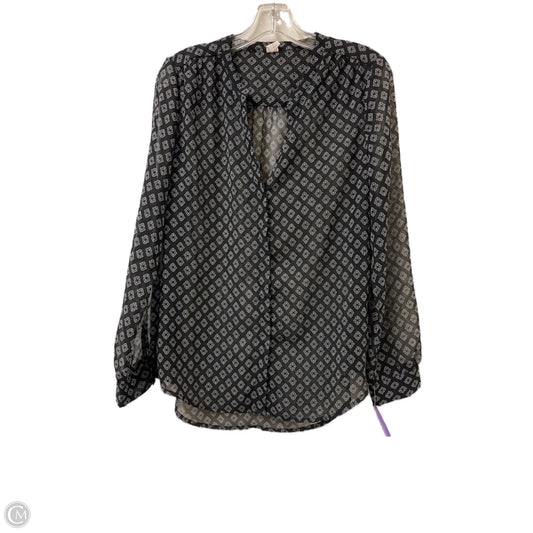 Blouse Long Sleeve By Old Navy In Black & White, Size: M