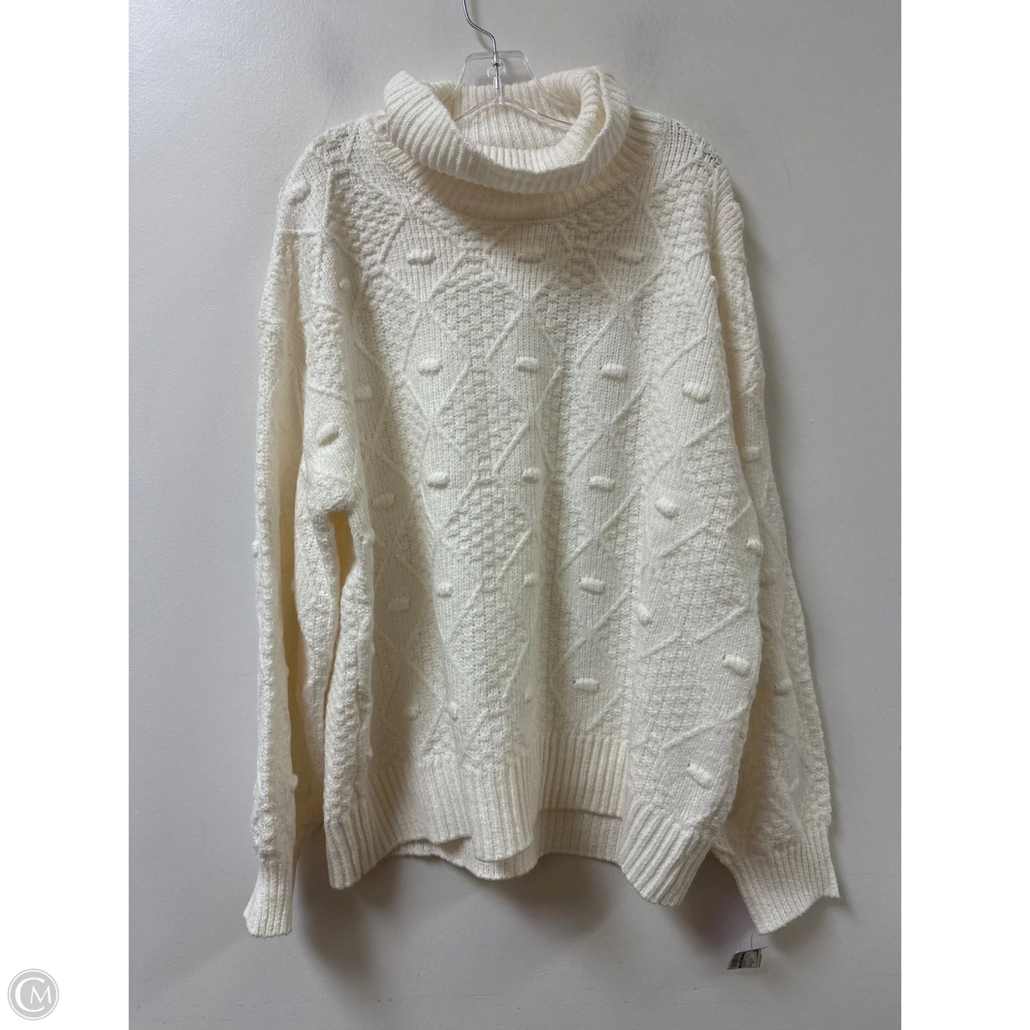 Sweater By Time And Tru In White, Size: 1x
