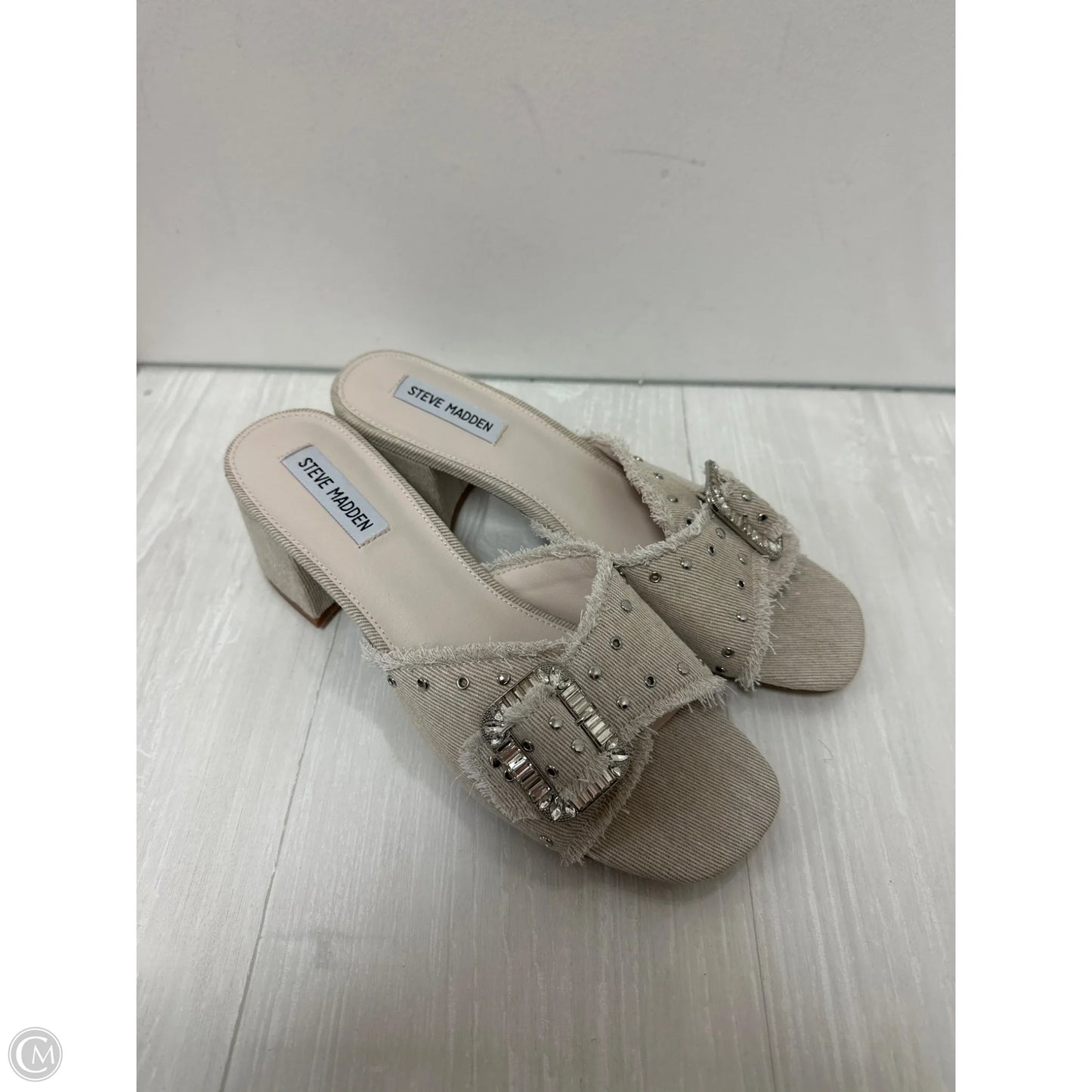 Sandals Heels Block By Steve Madden In Cream, Size: 9.5