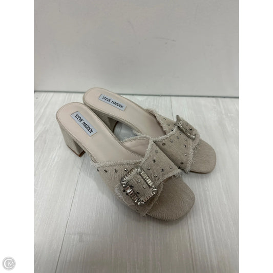 Sandals Heels Block By Steve Madden In Cream, Size: 9.5