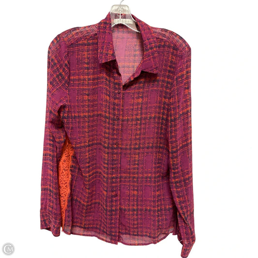 Blouse Long Sleeve By Hinge In Orange & Purple, Size: M