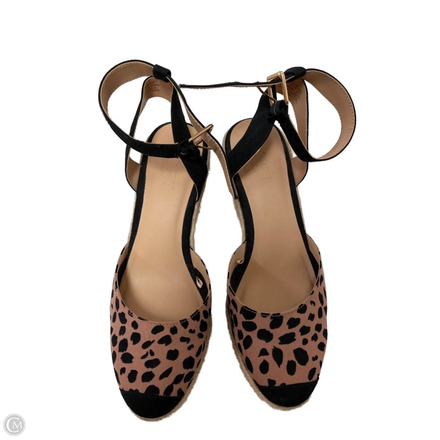 Sandals Heels Wedge By Loft In Animal Print, Size: 8