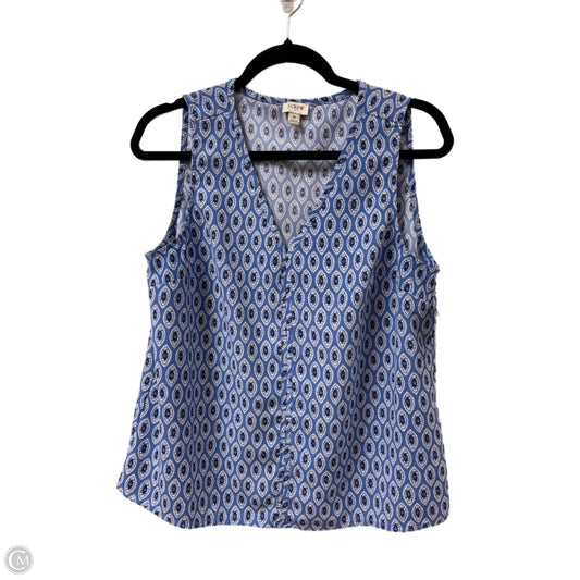 Top Sleeveless By J. Crew In Blue & White, Size: M