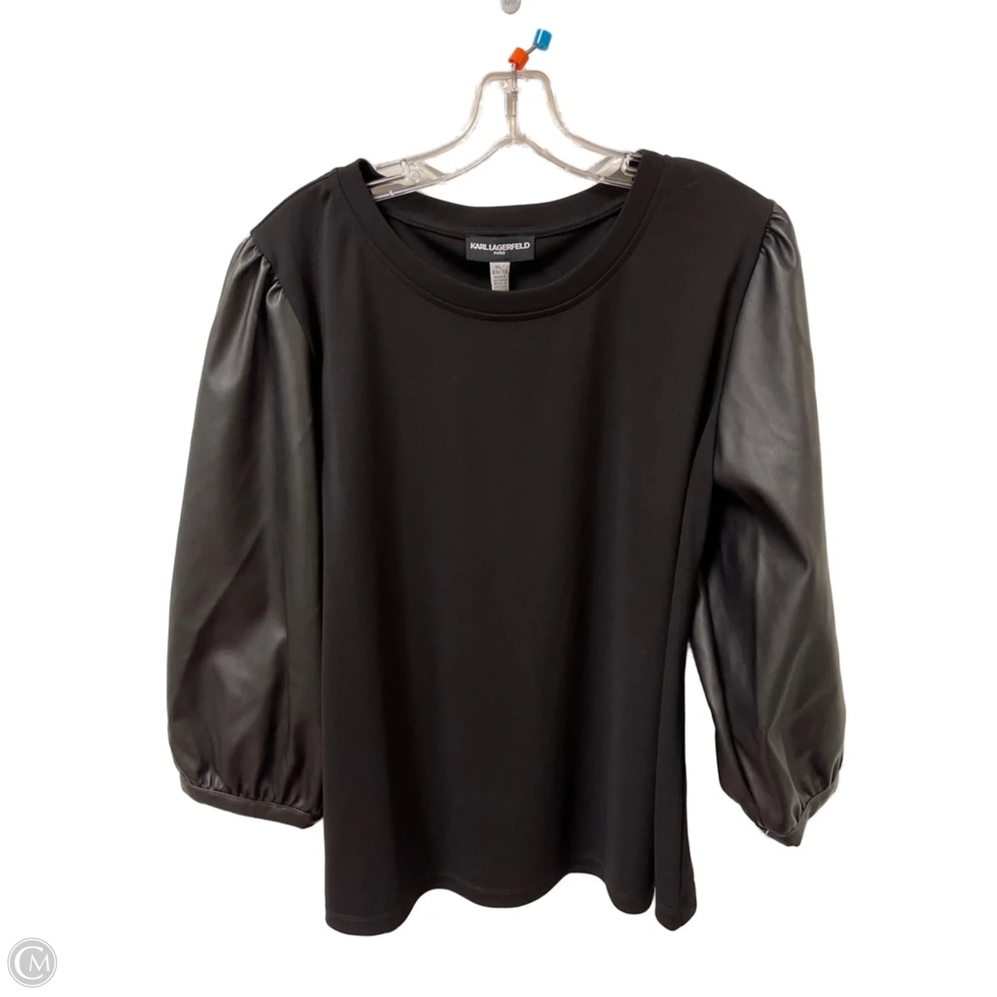 Top Long Sleeve Designer By Karl Lagerfeld In Black, Size: Xl
