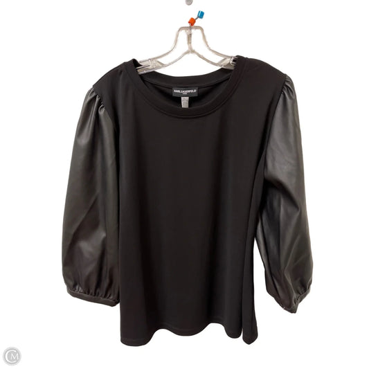 Top Long Sleeve Designer By Karl Lagerfeld In Black, Size: Xl