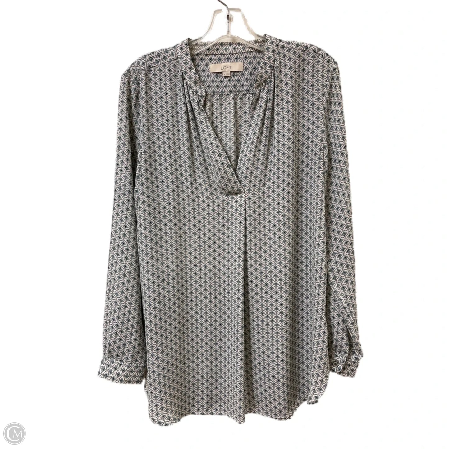 Top Long Sleeve By Loft In Blue & White, Size: M